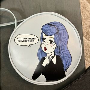 Valfre “But all I want is everything” baby blue leather crossbody purse